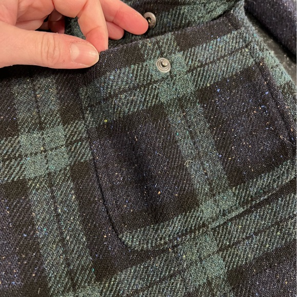 Blackwatch Plaid Wool Blend Snapfront Jacket Blazer Sz Small Stand Collar - Picture 6 of 16